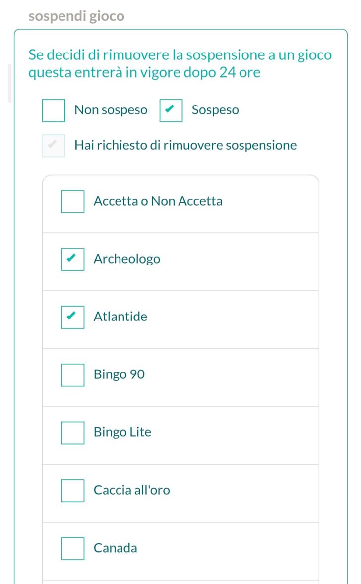sospendi gioco